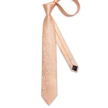 Yellow Pink Paisley Men's Tie Pocket Square Cufflinks Set