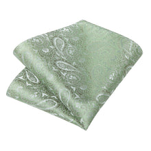 Mint Green Paisley Men's Tie Pocket Square Cufflinks Clip Set
