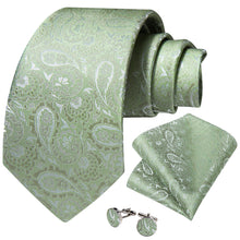 Mint Green Paisley Men's Tie Pocket Square Cufflinks Set