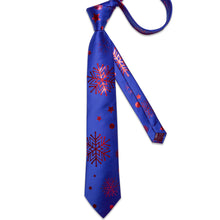 Christmas Blue Solid Golden Star Men's Tie Pocket Square Cufflinks Set