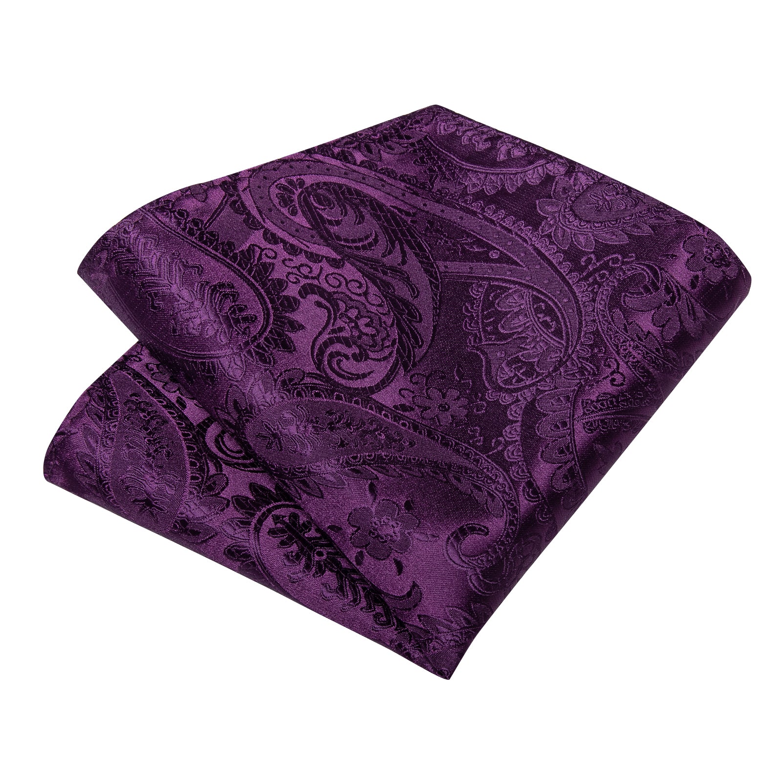 Purple Floral Men's Tie Pocket Square Cufflinks Clip Set