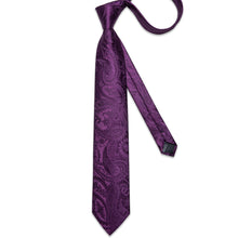 Purple Floral Men's Tie Pocket Square Cufflinks Clip Set