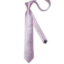 Silver Solid Men's Tie Pocket Square Cufflinks Set