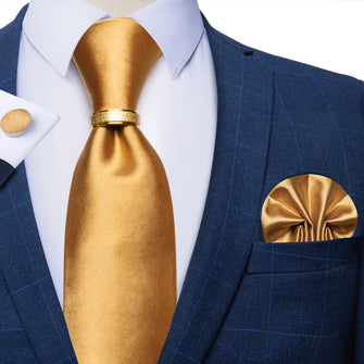  Golden Solid Silk Men's Tie
