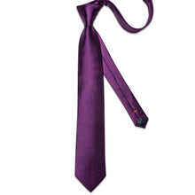 Purple Solid Men's Tie Pocket Square Cufflinks Set