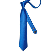 Blue Solid Men's Tie Pocket Square Cufflinks Set