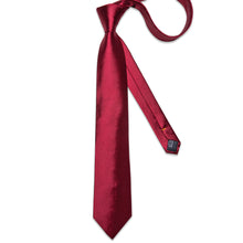 Red Solid Men's Tie Pocket Square Cufflinks Clip Set