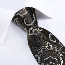 Green White Floral Men's Tie Pocket Square Cufflinks Set
