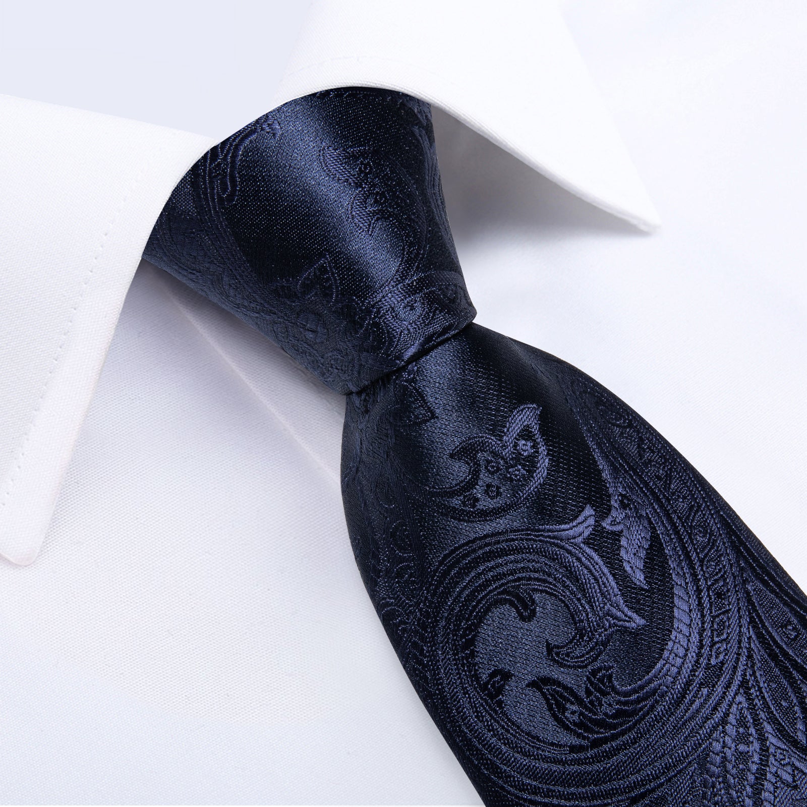 Silk Tie Midnight Blue Floral Men's Tie Handkerchief Cufflinks Clip