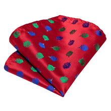 Christmas Red Blue Green Dots Men's Tie Pocket Square Cufflinks Set