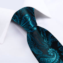Teal Floral Men's Tie Pocket Square Cufflinks Set