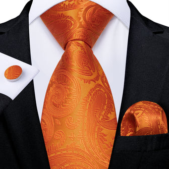 Orange Floral Silk Ties Necktie