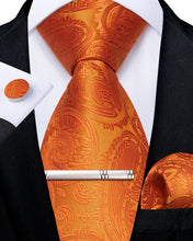 silk mens paisley orange tie outfit fashion
