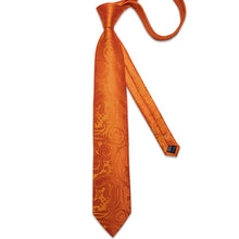 paisley orange silk mens ties handkerchief cufflinks set