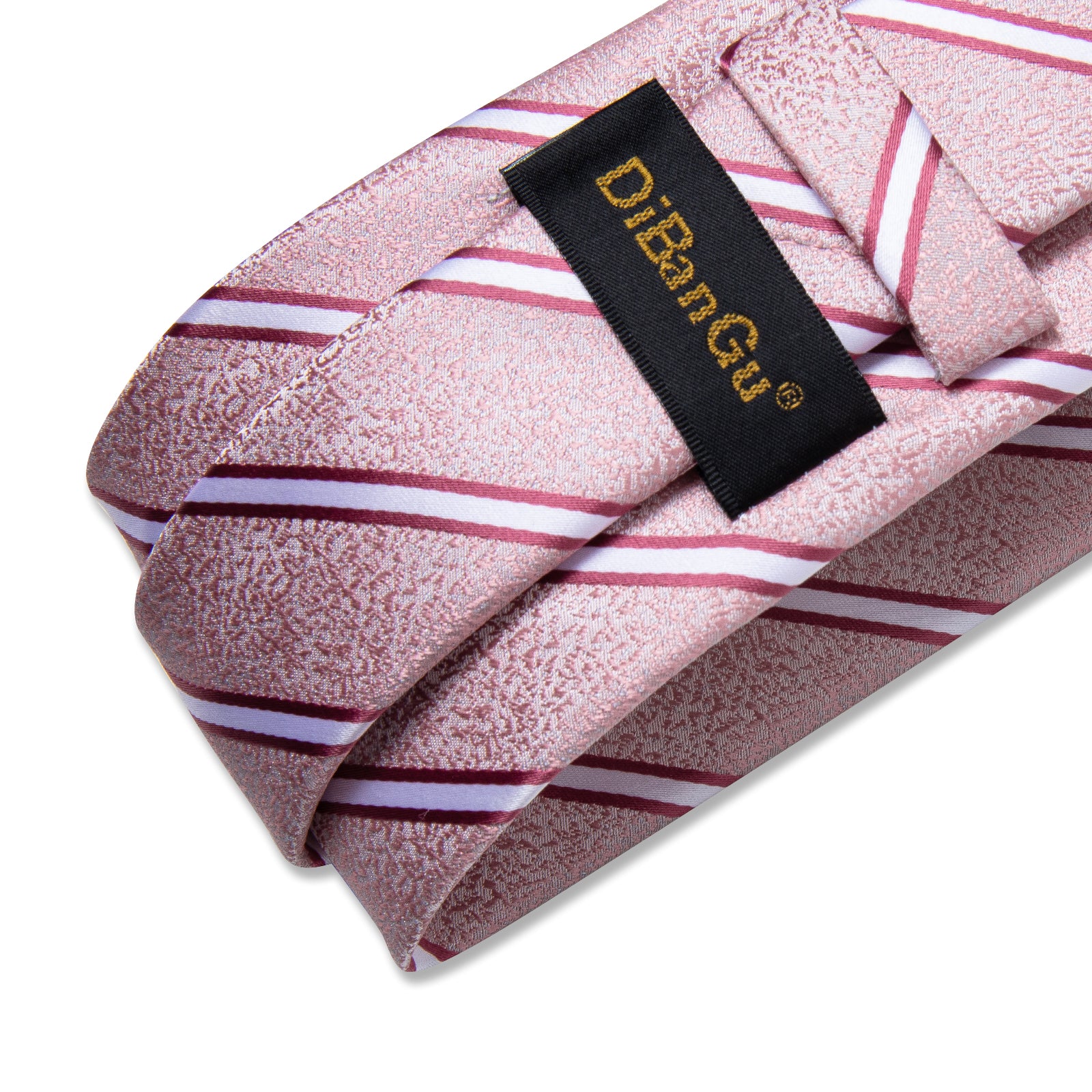 Pink White Stripe Men's Tie Handkerchief Cufflinks Clip Set