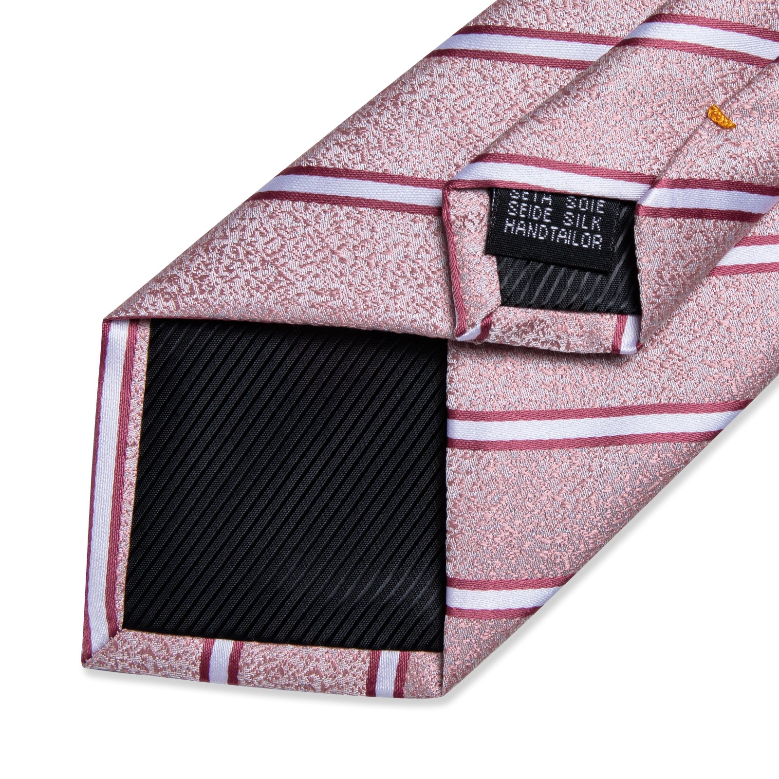 Pink White Stripe Men's Tie Handkerchief Cufflinks Clip Set