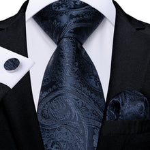Dark Blue Floral Necktie Set