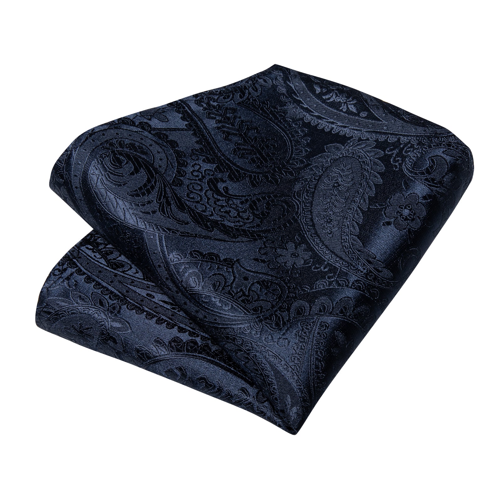 Silk Tie Dark Blue Floral Men's Tie Handkerchief Cufflinks Clip 