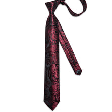 Claret Paisley Men's Tie Handkerchief Cufflinks Clip Set