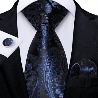 Blue Paisley Men's Tie Set