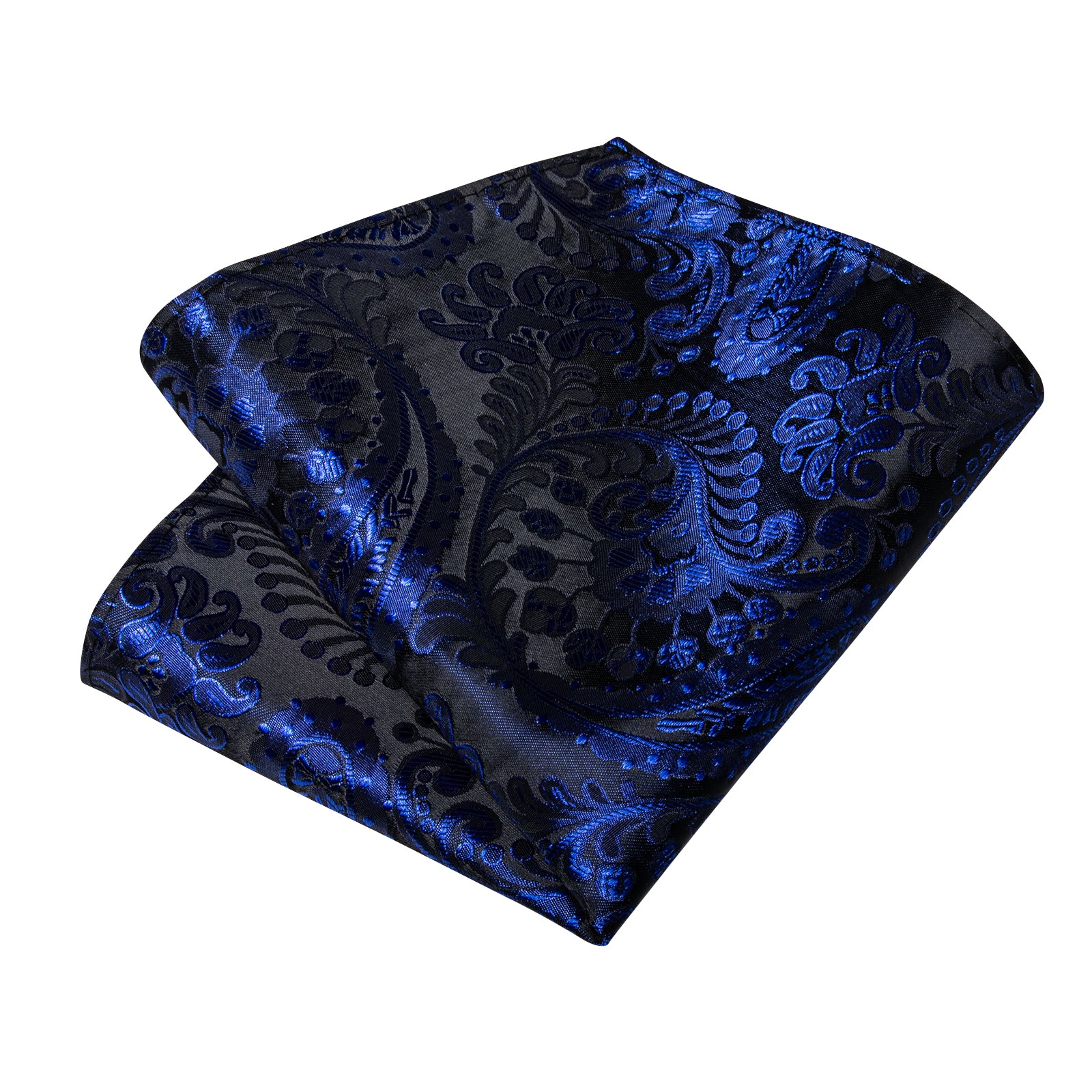 Blue Paisley Men's Tie Handkerchief Cufflinks Clip Set