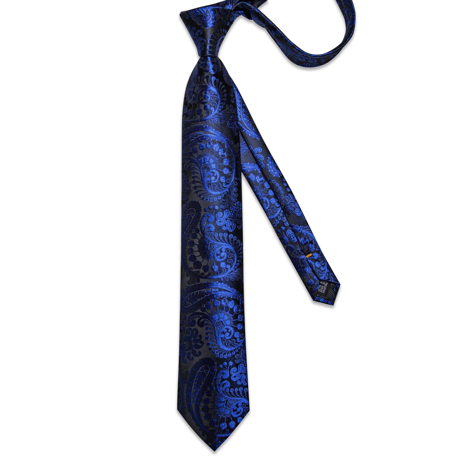 Blue Paisley Men's Tie Handkerchief Cufflinks Clip Set