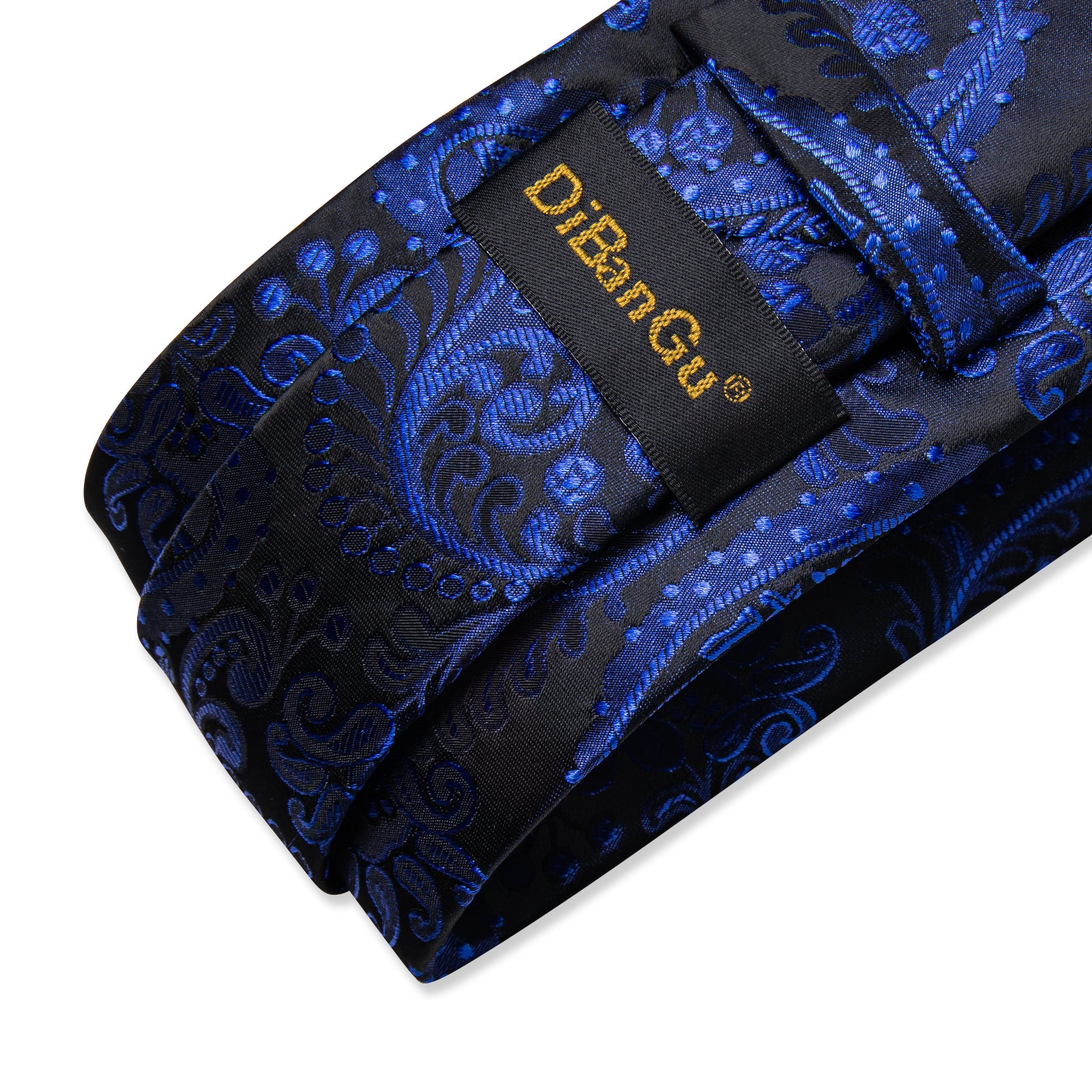 Blue Paisley Men's Tie Handkerchief Cufflinks Clip Set