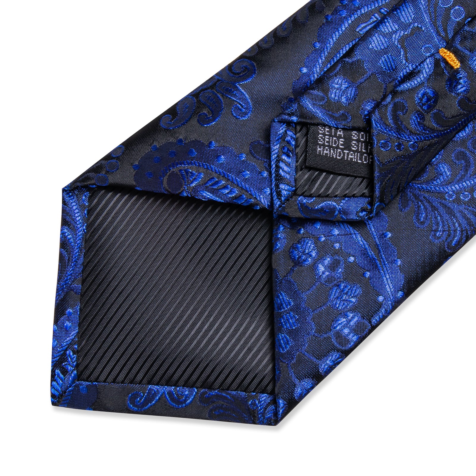 Blue Paisley Men's Tie Handkerchief Cufflinks Clip Set