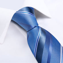 Blue White Striped Silk Tie Necktie