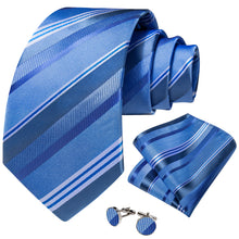 Blue White Striped Silk Tie Necktie