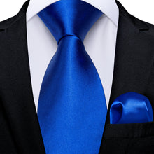 Blue Solid Men's Tie Handkerchief Set