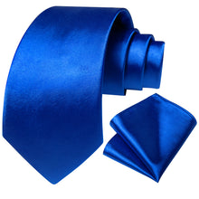 Blue Solid Men's Tie Handkerchief Set