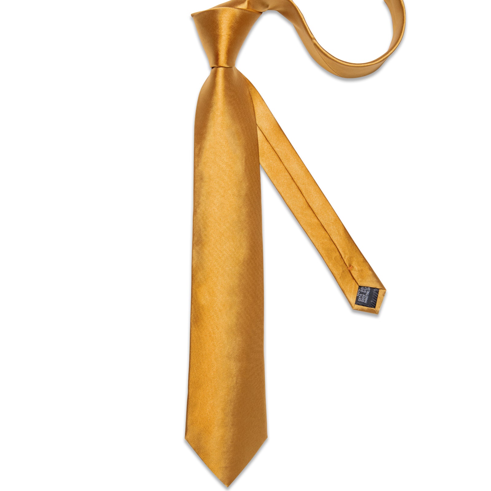 Golden Solid Men's Tie Handkerchief Clip Set