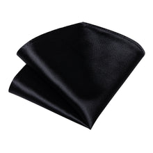 Black Solid Men's Tie Handkerchief Clip Set