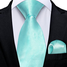 Turquoise Green Solid Men's Tie Handkerchief Set