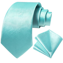 Turquoise Green Solid Men's Tie Handkerchief Set