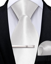 Milk Whiter Solid Men's Tie Handkerchief Clip Set