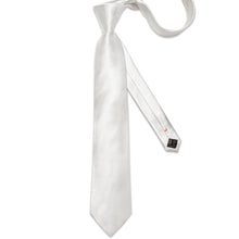 Milk Whiter Solid Men's Tie Handkerchief Clip Set