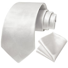 Milk White Solid Men's Tie Handkerchief Set