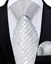 Grey White Unisex Sparkling Sequin Tie Men's Women's Stage Show Sequin Tie