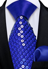 Blue Unisex Sparkling Sequin Tie Men's Women's Stage Show Sequin Tie