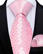 Pink Unisex Sparkling Sequin Tie Men's Women's Stage Show Sequin Tie