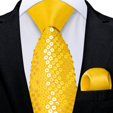 Yellow Unisex Sparkling Sequin Tie Men's Women's Stage Show Sequin Tie