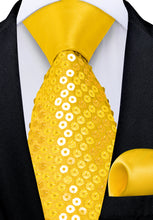 Yellow Unisex Sparkling Sequin Tie Men's Women's Stage Show Sequin Tie
