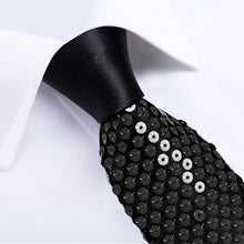 Black Unisex Sparkling Sequin Tie