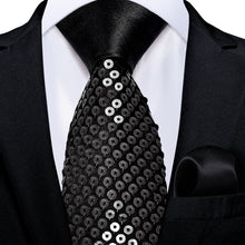 Black Unisex Sparkling Sequin Tie