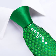 Green Unisex Sparkling Sequin Tie Men's Women's Stage Show Sequin Tie