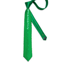 Green Unisex Sparkling Sequin Tie Men's Women's Stage Show Sequin Tie