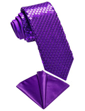 Purple Unisex Sparkling Sequin Tie Men's Women's Stage Show Sequin Tie