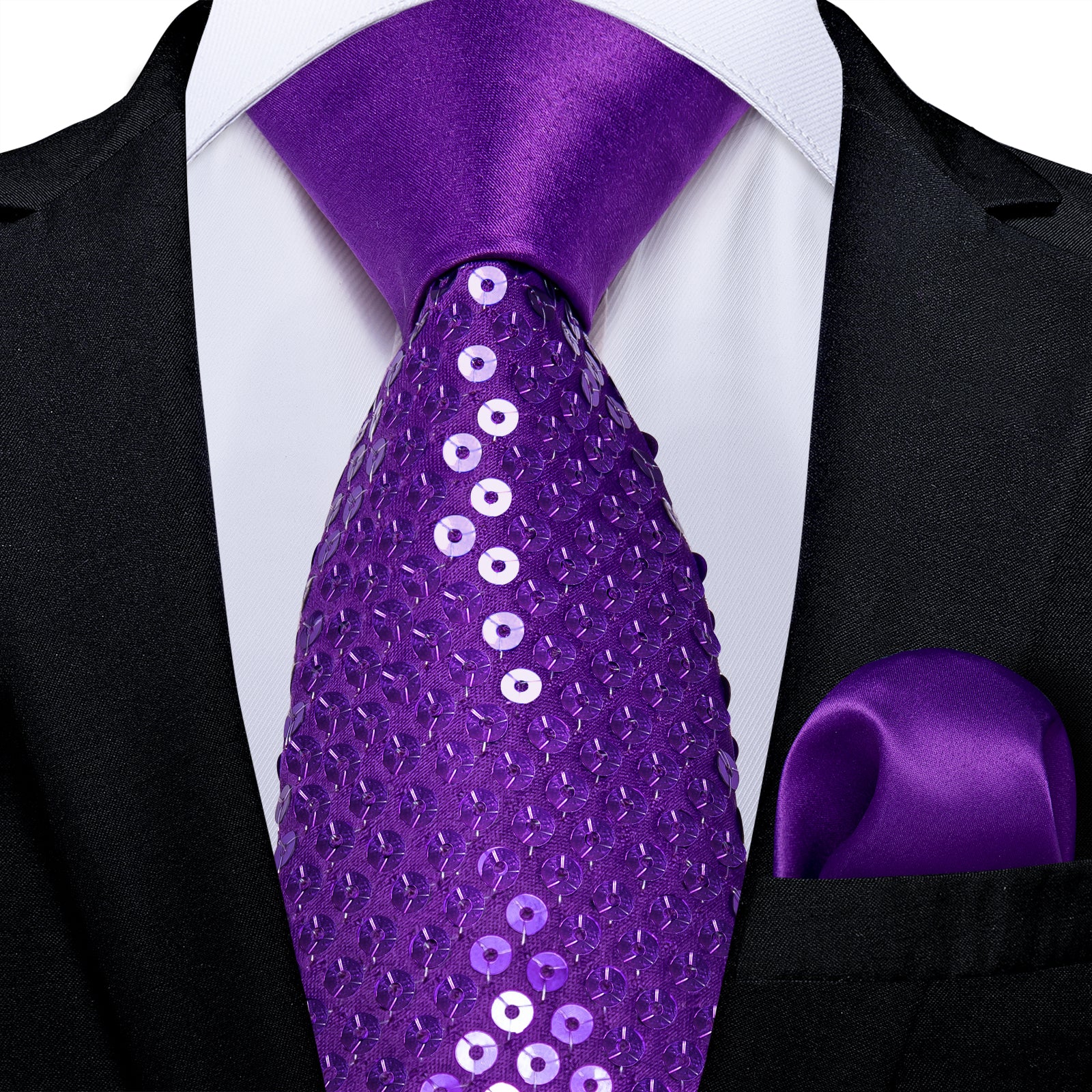 Purple Unisex Sparkling Sequin Tie Men's Women's Stage Show Sequin Tie
